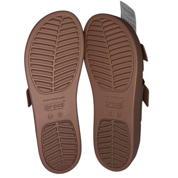 Crocs Brooklyn Buckle Wedges Latte Lightweight Comfort Sandals Size 9 New - Picture 10 of 11